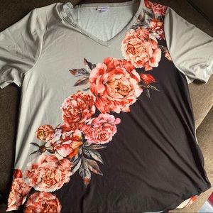 Lularoe Floral iris V-Neck Tee